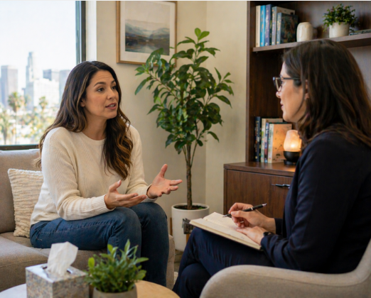 patient speaking with psychiatrist about ADHD evaluation Los Angeles